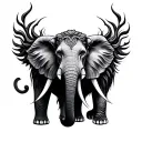 twin flame elephant and lion tattoo design idea