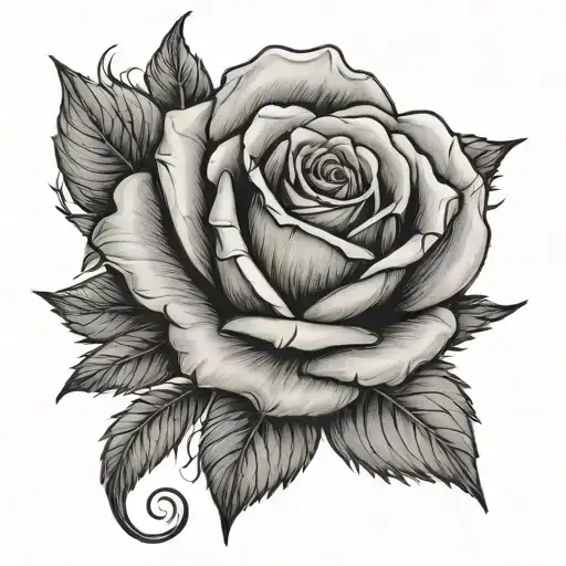 rose with number 7 tattoo design idea