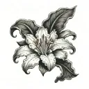 combine aspects of an ancient greco-roman staue with a lily flower  tattoo design idea