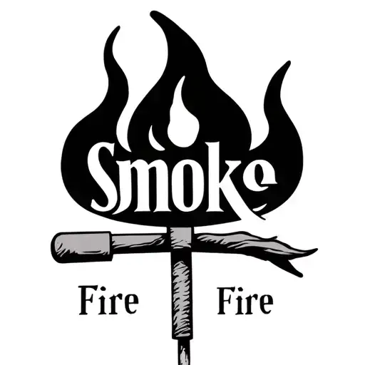 a match with the word smoke and a flame with the word fire tattoo design idea