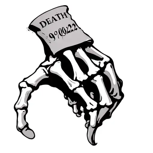 Skeleton hand tattoo with a death date 09/06/22 tattoo design idea