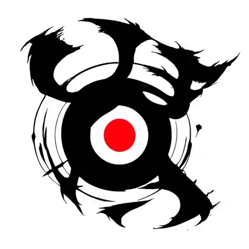 Cuervo with mangekyo sharingan takes the kanji 力 with the peak tattoo design idea