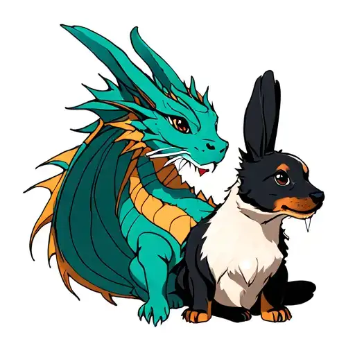 dog, rabbit and dragon tattoo design idea