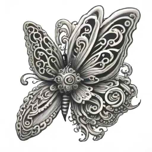 medusa butterfly tattoo design idea