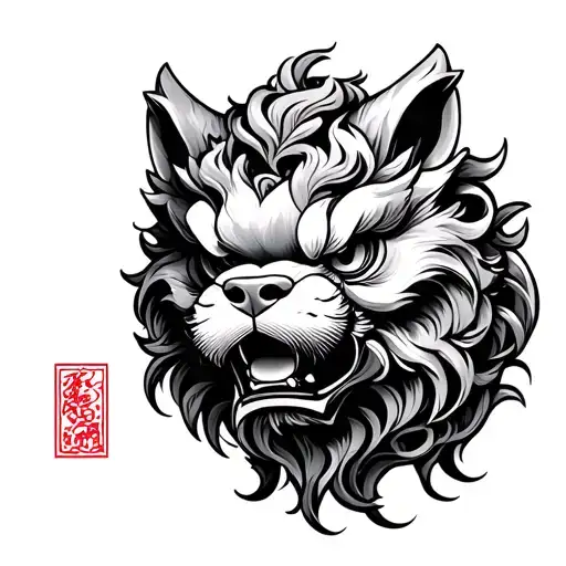 Japanese Foo Dog tattoo design idea