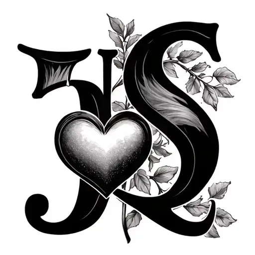 hidden initial J and S tattoo related to love heart  tattoo design idea