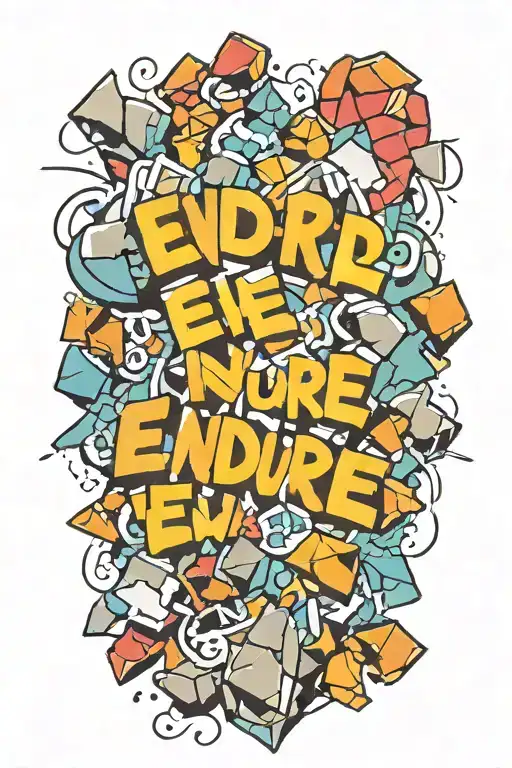 the word endure surrounded by cracked rocks  tattoo design idea