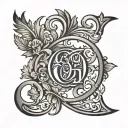MONOGRAM FROM THE LETTERS G and D theme ABRAXSAS tattoo design idea