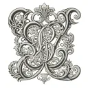 MONOGRAM FROM THE LETTERS G and D theme ABRAXSAS tattoo design idea