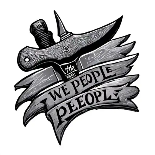"we the people" inside of Bowie knife tattoo design idea