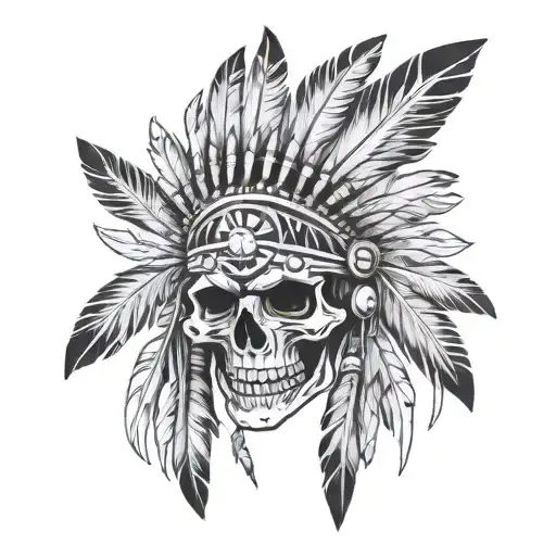 Native American Skull tattoo design idea