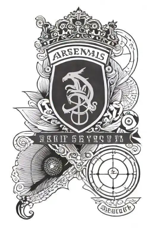 arsenal football club old logo with Fibonacci sprial tattoo design idea