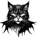 cat and evil tattoo design idea