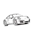 godspeed word in porsche car shape outline tattoo design idea