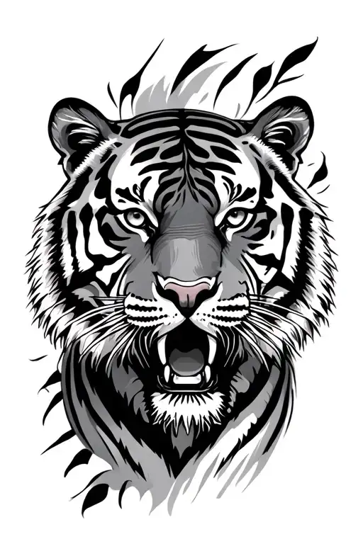 Bengal Tiger with ohio outline tattoo design idea