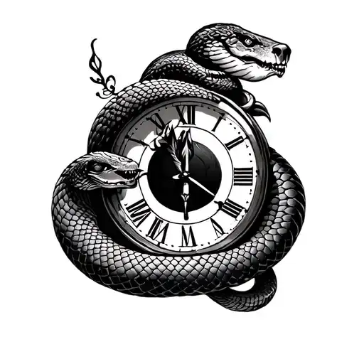 Punjab with Snake and clock surrounded tattoo design idea