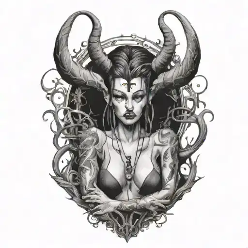 sexy demonic girl tattoo design idea