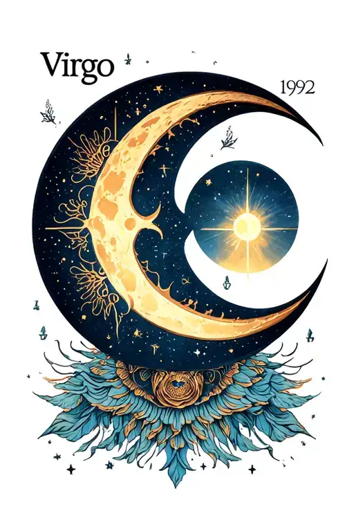 "Virgo 1992" spirituality moon virgo sign tattoo design idea