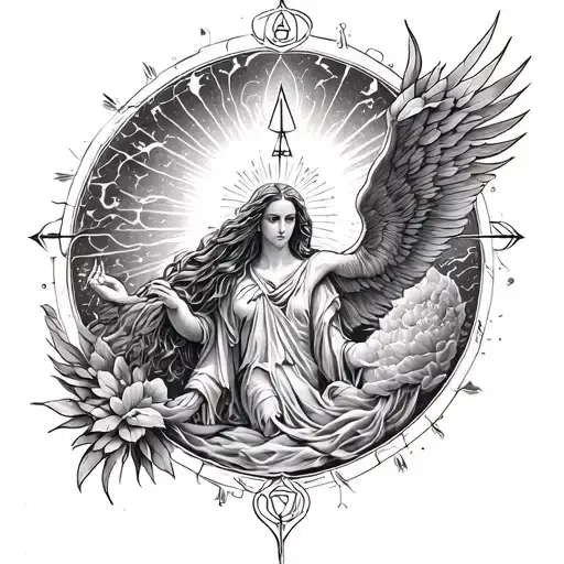 Divine protection, power, Divine love, abundance, luck and spiritual guidance occult symbolism prosperity Kairos  tattoo design idea
