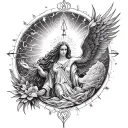 Divine protection, power, Divine love, abundance, luck and spiritual guidance occult symbolism prosperity Kairos  tattoo design idea