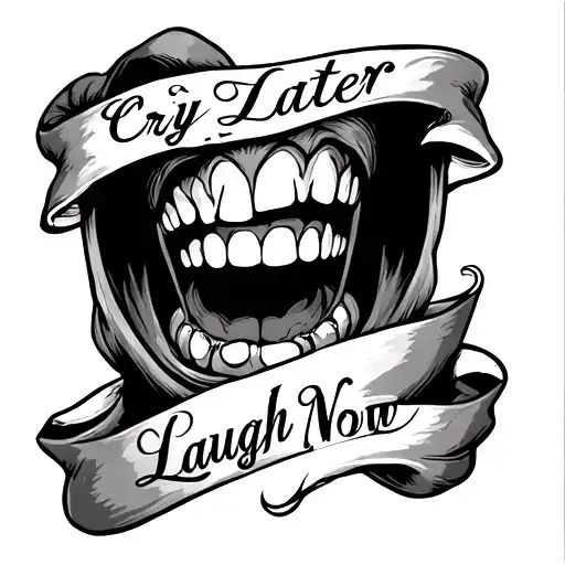 Cry Later Laugh Now tattoo design idea