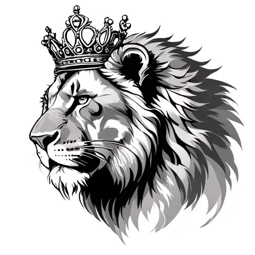 Lioness with crown line tattoo design idea