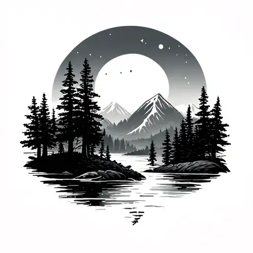 wilderness scene inspired tattoo design idea