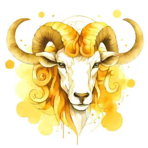 Aries in half realistic and half geometric style tattoo design idea