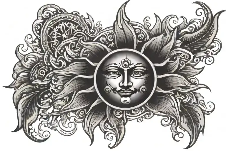 Sun rising tattoo design idea