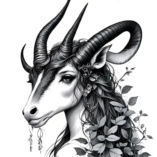 Capricorn, ivy, Ariane thread tattoo design idea