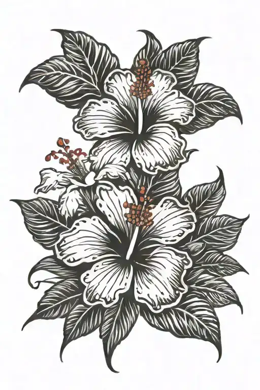 hibiscus flower and random tattoo design idea
