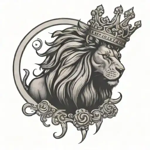 Lion with crown and phil 4:13 written inside tattoo design idea