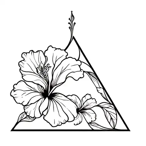 siblings triangle hibiscus tattoo design idea
