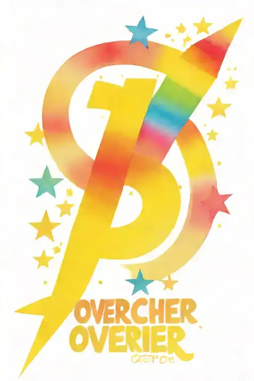 comet with star at the end with rainbow stripes saying "overachiever" tattoo design idea