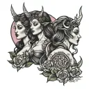 triple goddess tattoo design idea