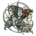 triple goddess tattoo design idea