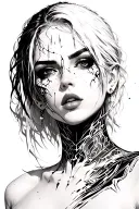 plot of the game cyberpunk 2077, black screen. dream somi tattoo design idea