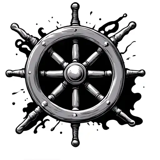 anchor a ship's wheel tattoo design idea