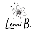 "Lenni B." cursive delicate thin font with a flower incorporated into the actual lettering and a trail of little stars  tattoo design idea