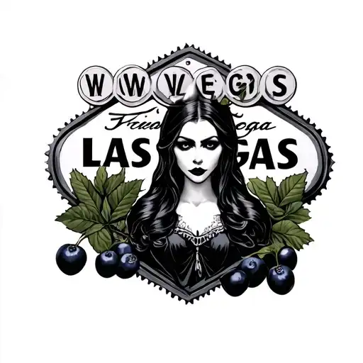 matriochka vampire las vegas sign with huckleberries tattoo design idea