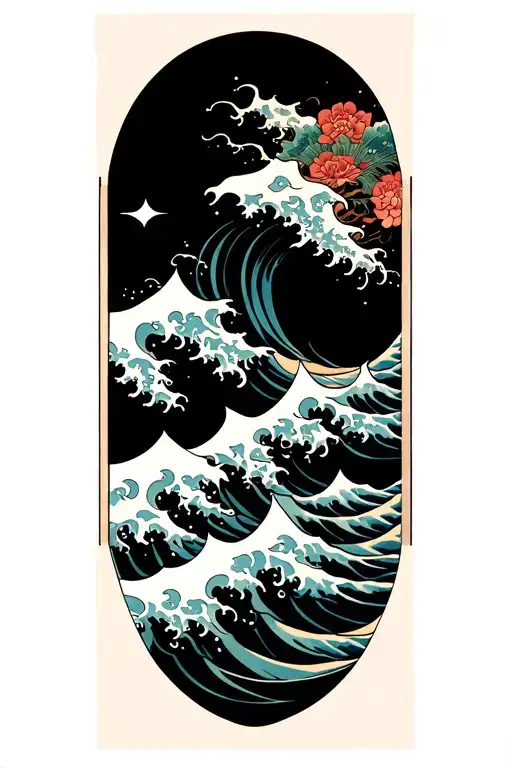 TSUNAMI WAVES tattoo design idea