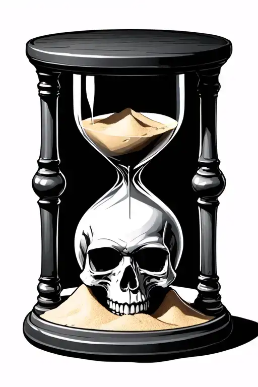 dark hourglass with sand and a skull for the base tattoo design idea