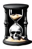 dark hourglass with sand and a skull for the base tattoo design idea