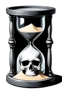 dark hourglass with sand and a skull for the base tattoo design idea
