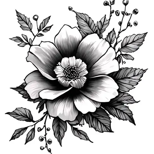 Girly  no flowers tattoo design idea