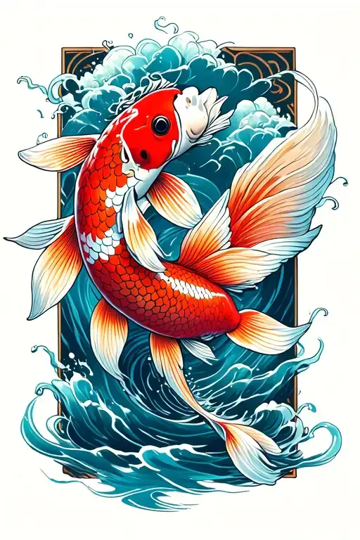 koi fish jumping tattoo design idea