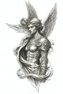 seraph angel with an eye tattoo design idea