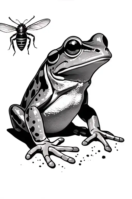 coqui frog holding a lightning bug tattoo design idea
