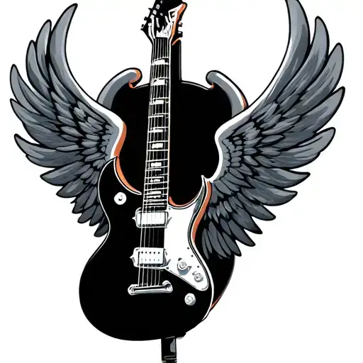 Electric guitar with wings tattoo design idea