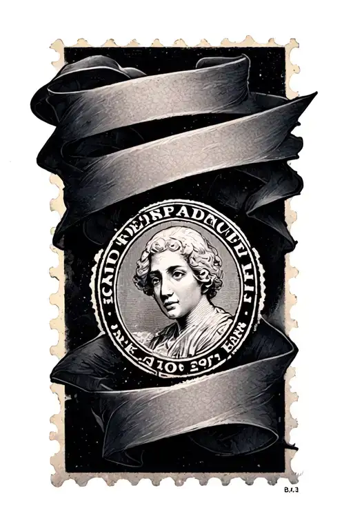 tattoo that wraps around forearm with postage stamp in the middle tattoo design idea